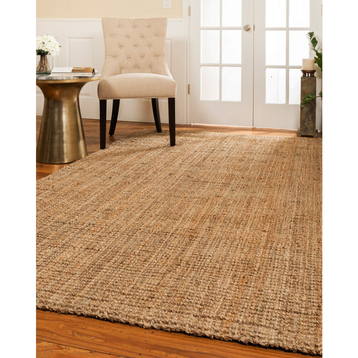 Alfombra rectangular de yute natural tejida a mano 60x90 cm - MARRON 