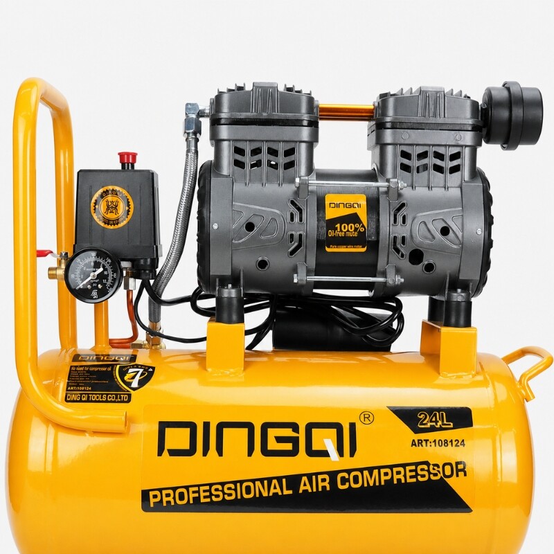 DINGQI COMPRESOR SILENCIOSO SIN ACEITE 24 LITROS 1HP Dingqi Compresor Silencioso Sin Aceite 24 Litros 1hp