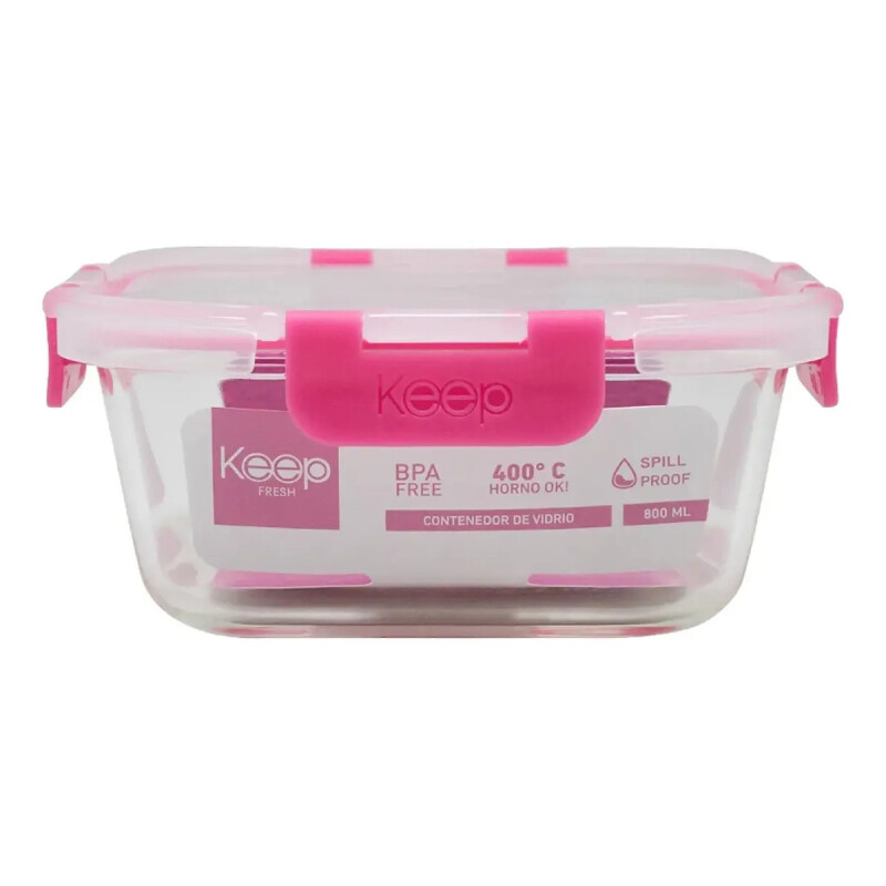 Recipiente Vianda De Vidrio Keep Para Microondas 800 Ml Rosa