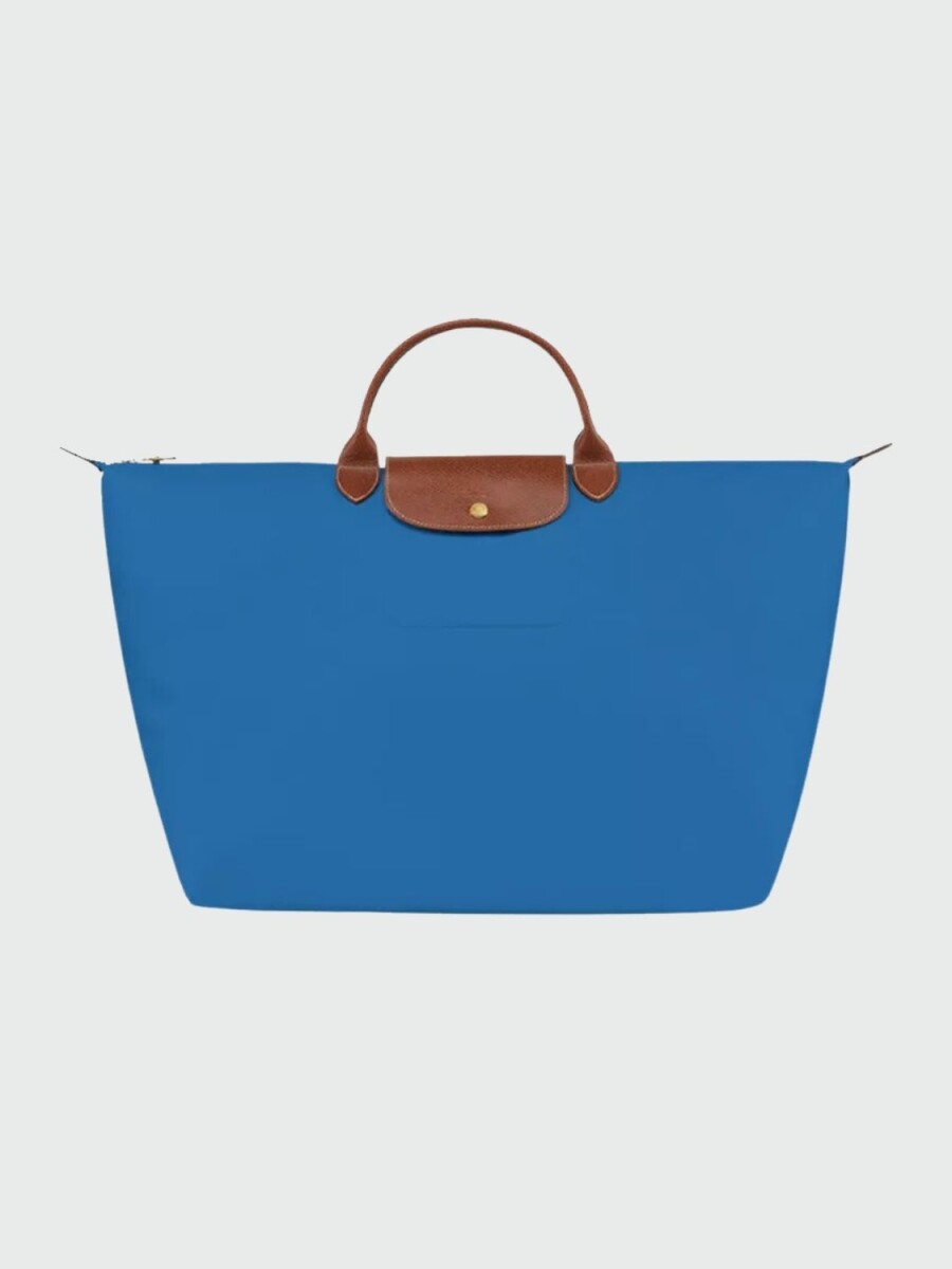 Longchamp -Bolso de viaje Longchamp plegable con cierre y asa corta, Le pliage - Azul 
