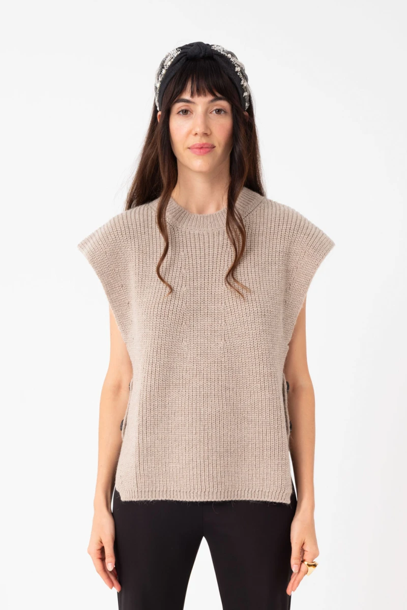 CHALECO TEJIDO Beige