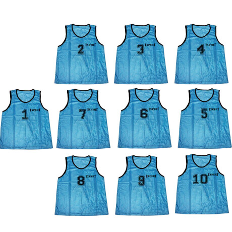 Pack X10 Chaleco Entrenamiento C/ Número Fútbol Voley Celeste