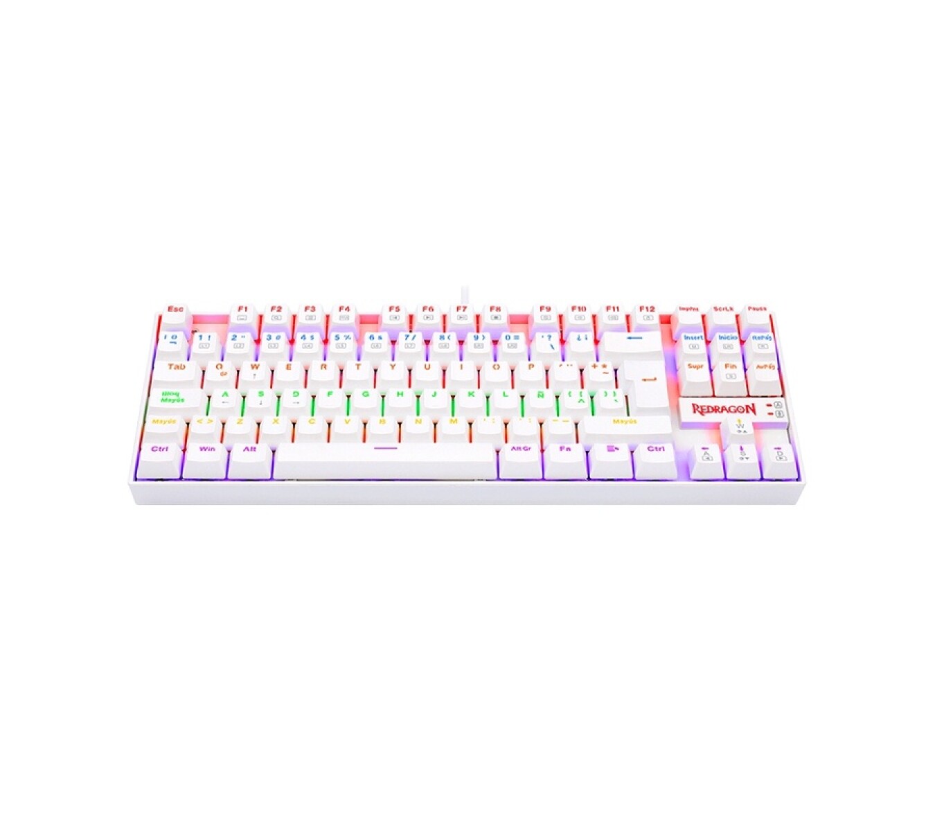Teclado Gamer Redragon Kumara Rainbow White Switch Red 