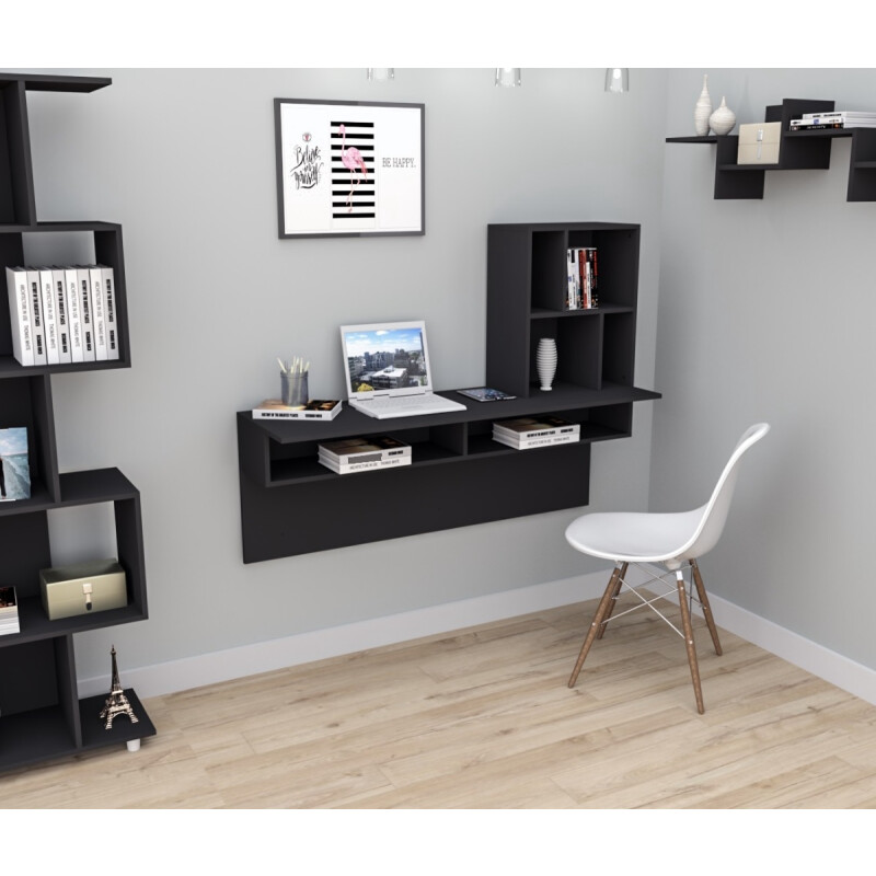 Escritorio Ideal Home Work Estantes Negro