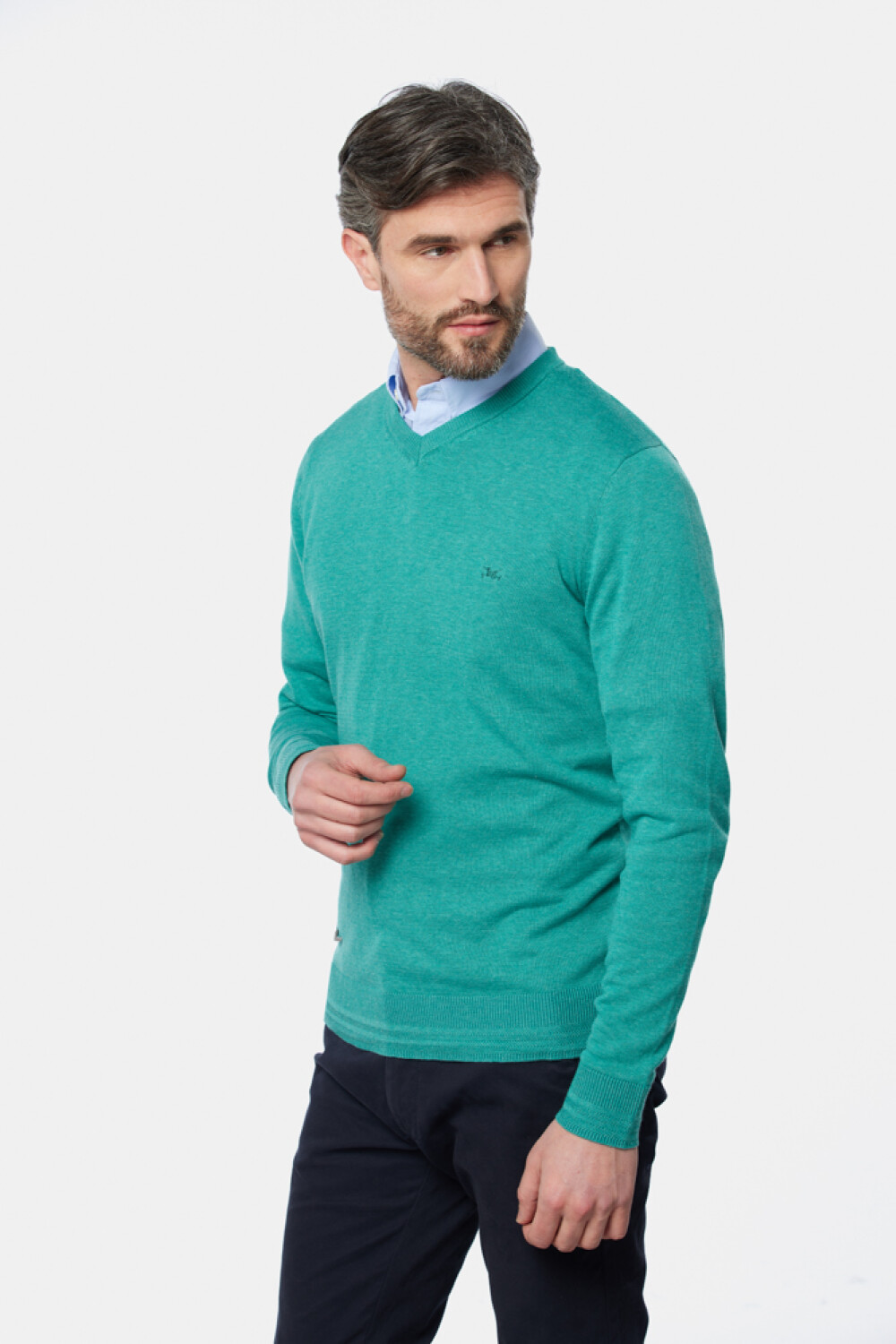 BUZO TEJIDO CUELLO V Verde