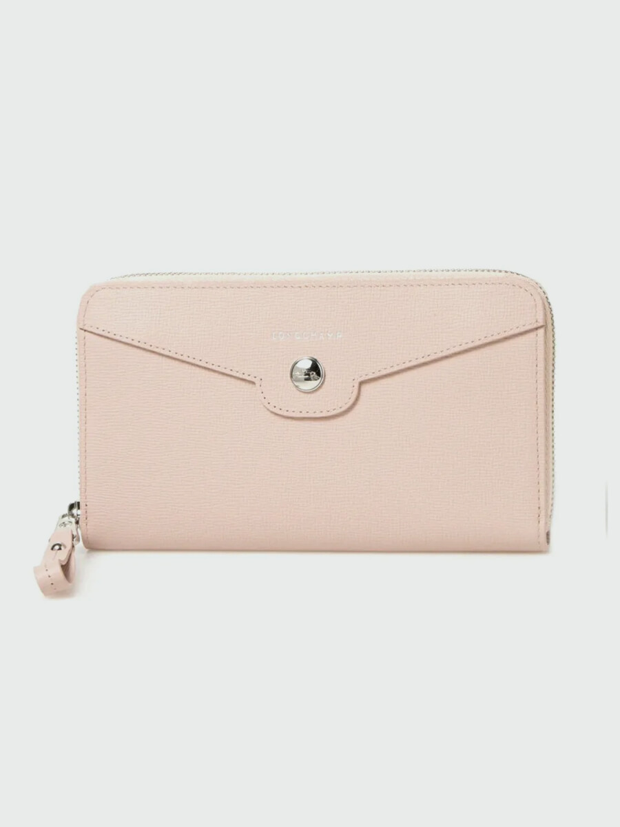 Longchamp -Billetera de cuero con cierre, le pliage Héritage - Rosado 
