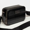 Bandolera New Penny en efecto cuero croco Negro