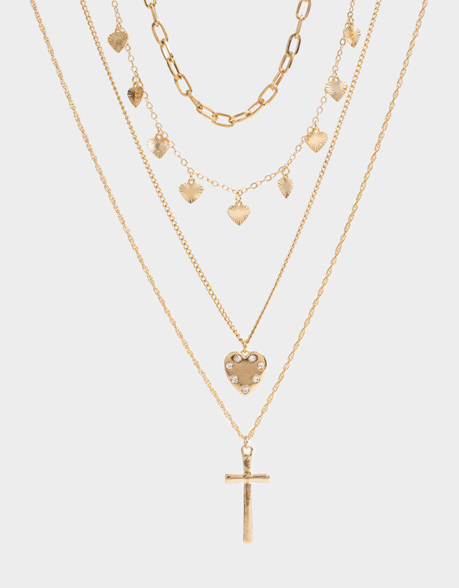 Collares Cortos Religioso Collares Cortos 4 Mix Cadenas - Dorado