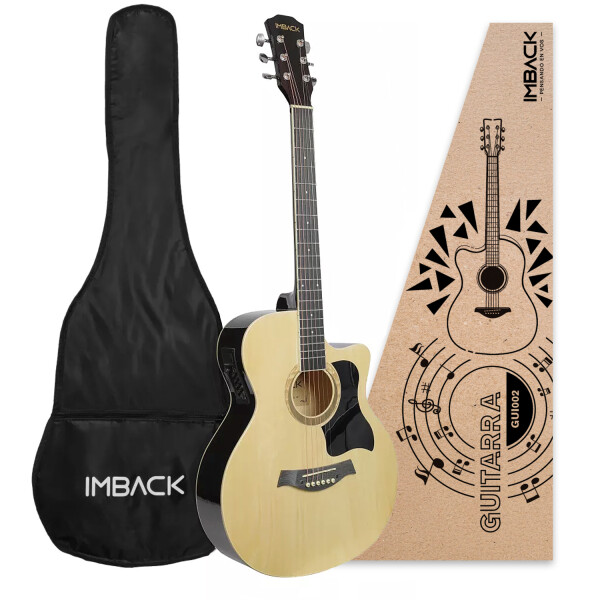 Guitarra Electroacústica para Diestros con Funda Color Natural gui002 Guitarra Electroacústica para Diestros con Funda Color Natural gui002