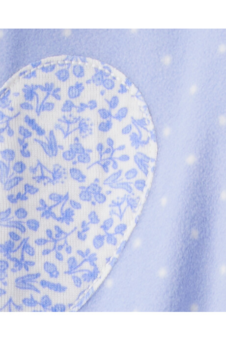 Pijama una pieza de micropolar, con pie, estampa corazón Sin color