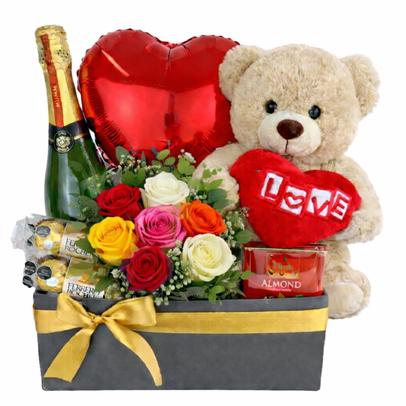 Box de Amor Premium con Rosas Naturales coloridas Box de Amor Premium con Rosas Naturales coloridas