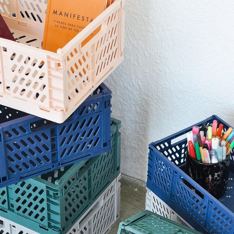 Caja de almacenamiento plegable grande azul