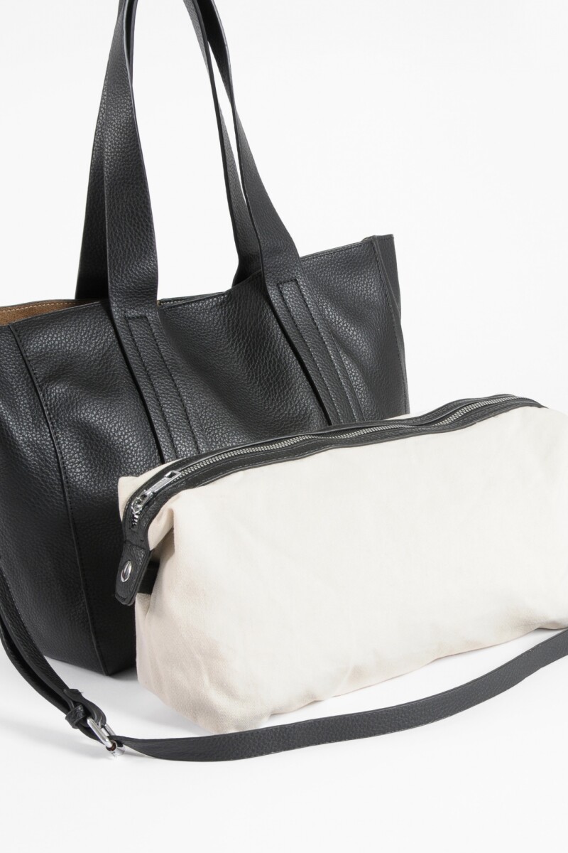 Shopper con pespuntes negro
