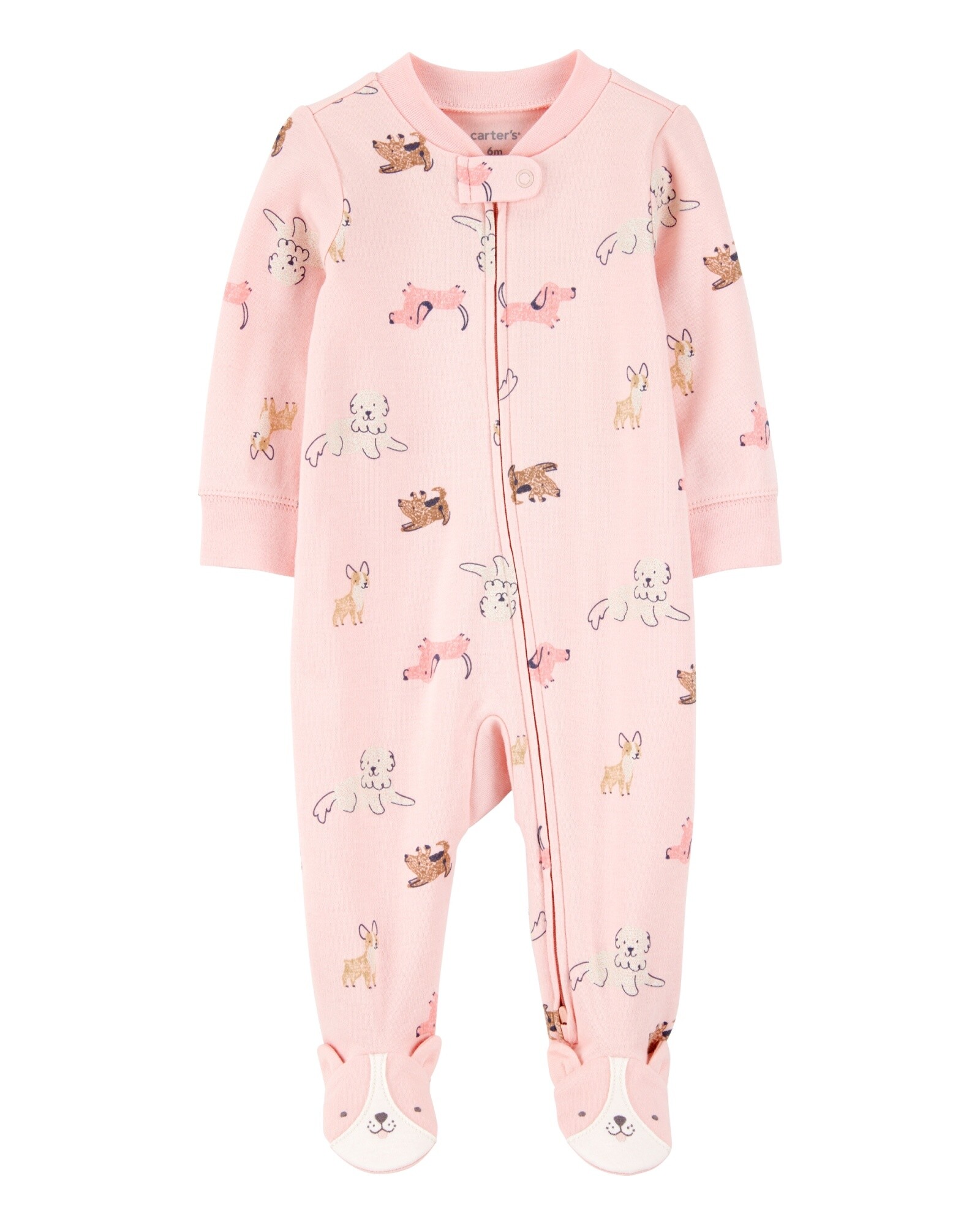 Pijama una pieza de algodón, con pie, diseño perros Sin color
