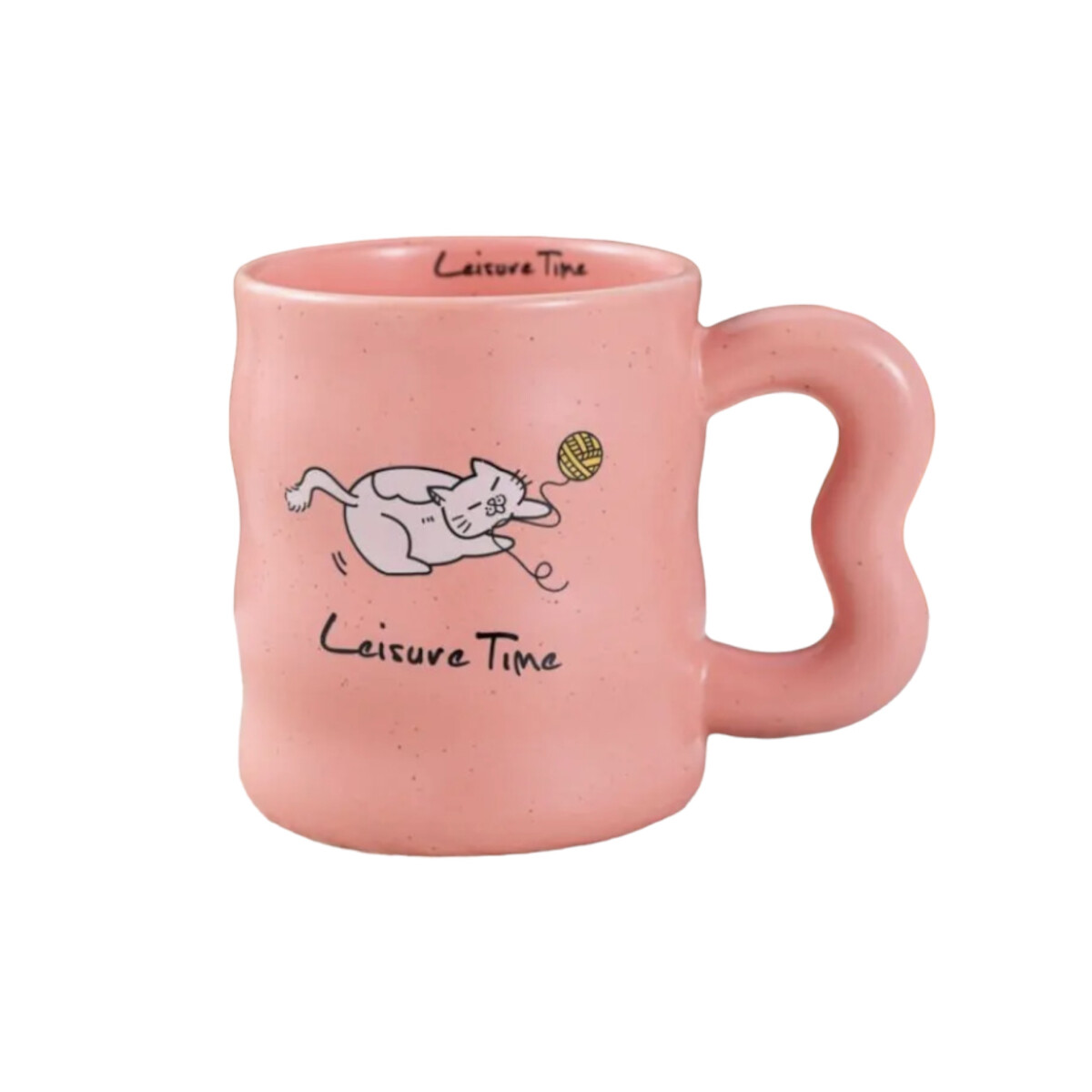 Taza de cerámica ondeada gatito - Rosado 