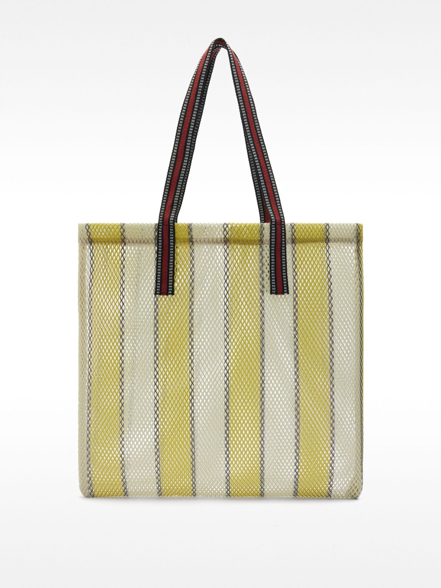 Bolso Shopper De Rejilla Con Rayas verde