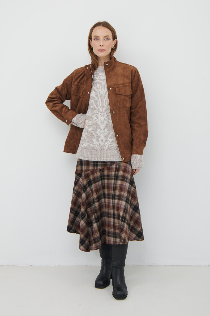 FALDA CUADROS MARRON