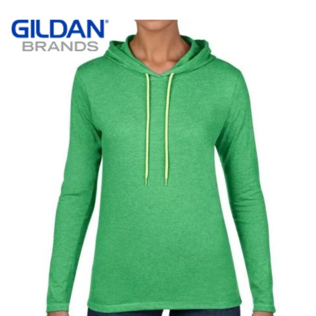 Camiseta manga larga con capucha Gildan Deportiva - Verde 