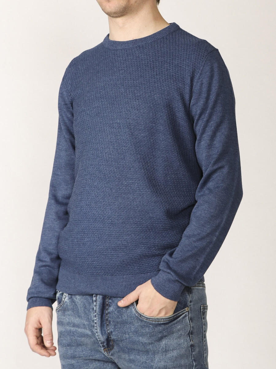 SWEATER HARRINGTON LABEL - Azul Piedra 