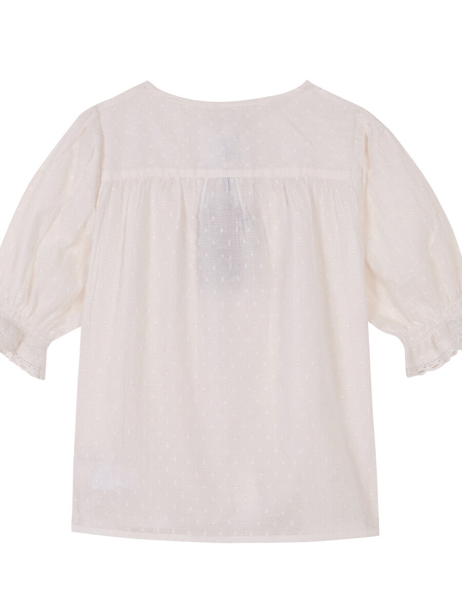 Blusa Con Tiras Bordadas Blanco