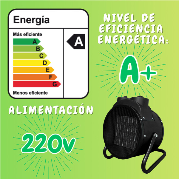 Caloventilador Cañon 2000W Eléctrico Potente 3 Modos Estufa Variante Color Negro