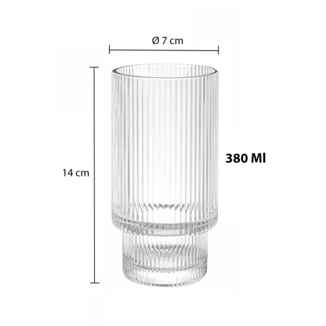 Vaso Line de 380Ml para Agua Refresco Bebidas en Vidrio Transparente