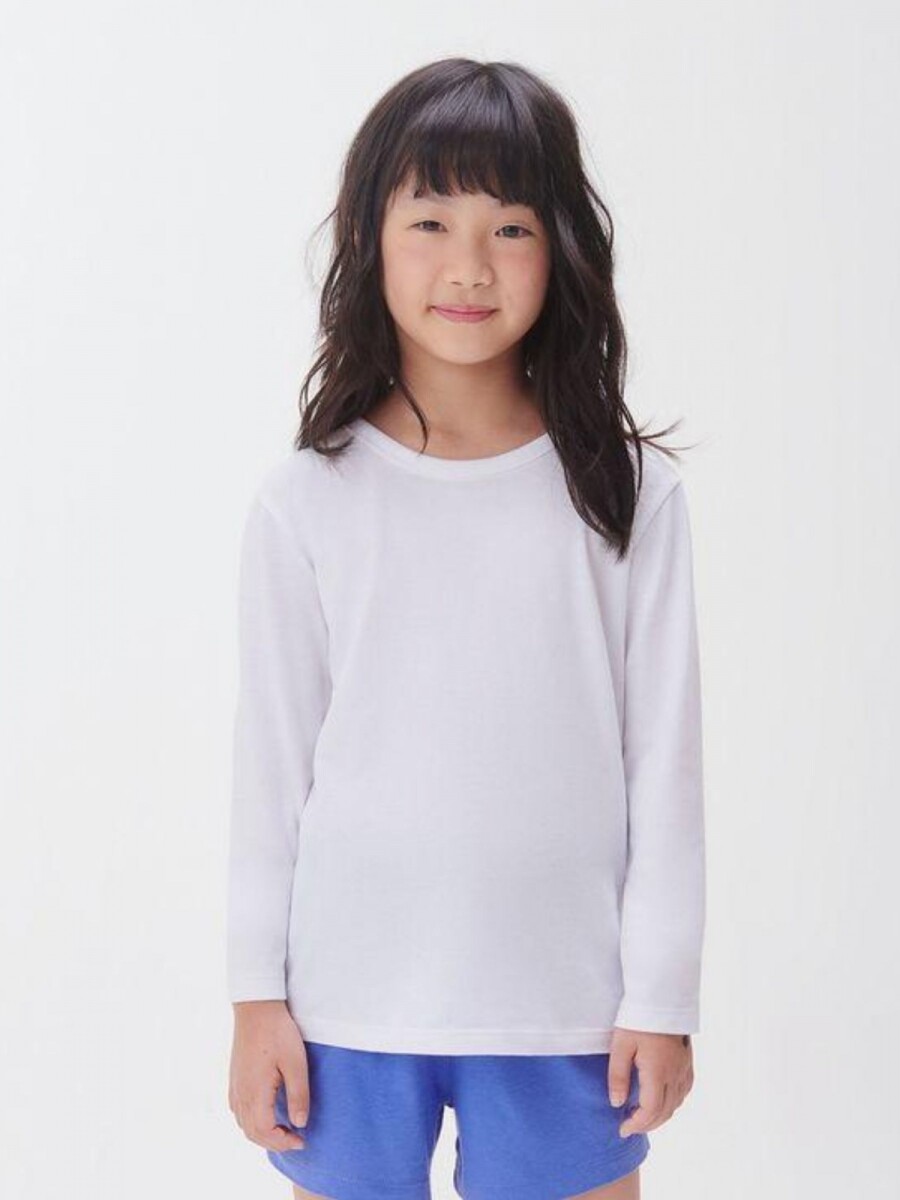 CAMISETA BÁSICA UNISSEX INFANTIL MANGA LARGA - BLANCO 