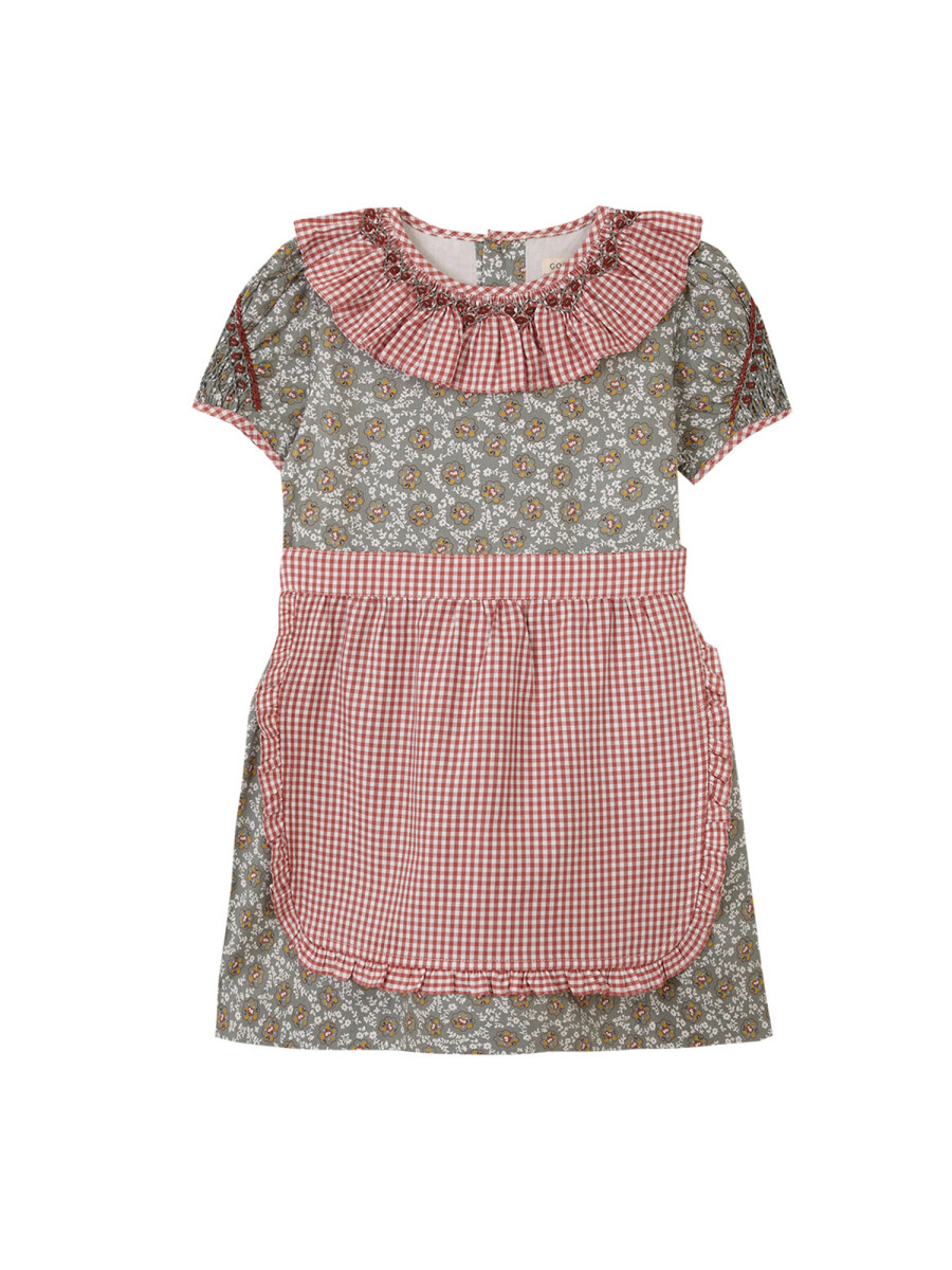 Vestido Con Delanta Verde Oscuro