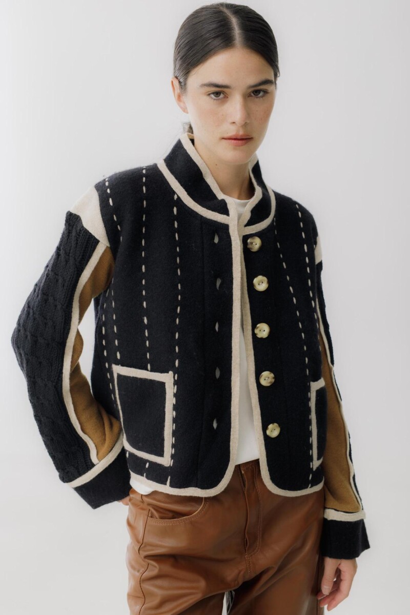 PRE VENTA Chaqueta Mena Negro y Camel