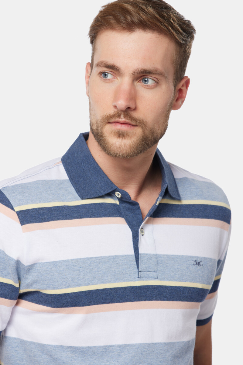 REMERA POLO JERSEY RAYADA - Azul 