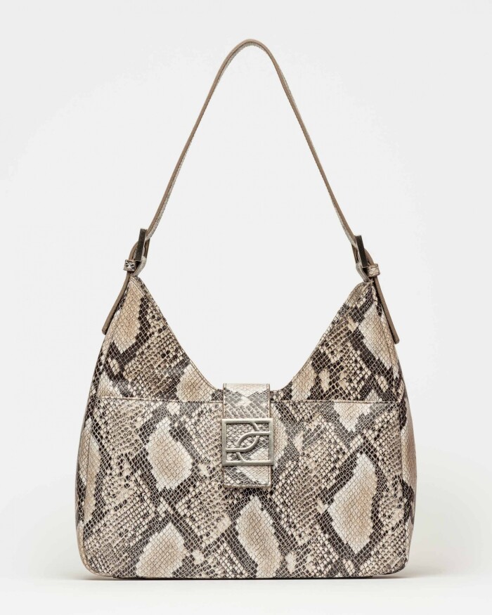 Bolso Signature en cuero snake Taupe