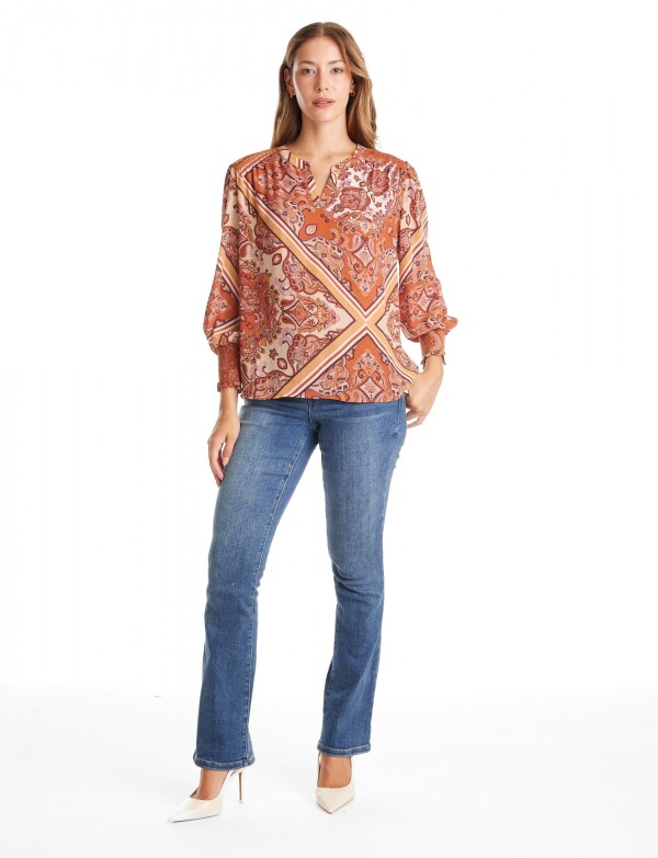 Blusa Gasa Arabescos MULTI/TERRACOTA