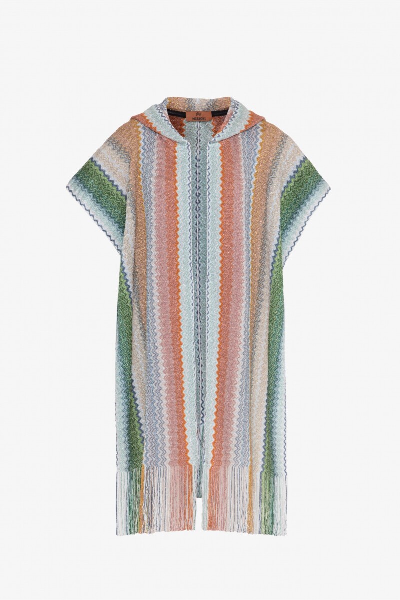 PONCHO CON FLECOS Multicolor
