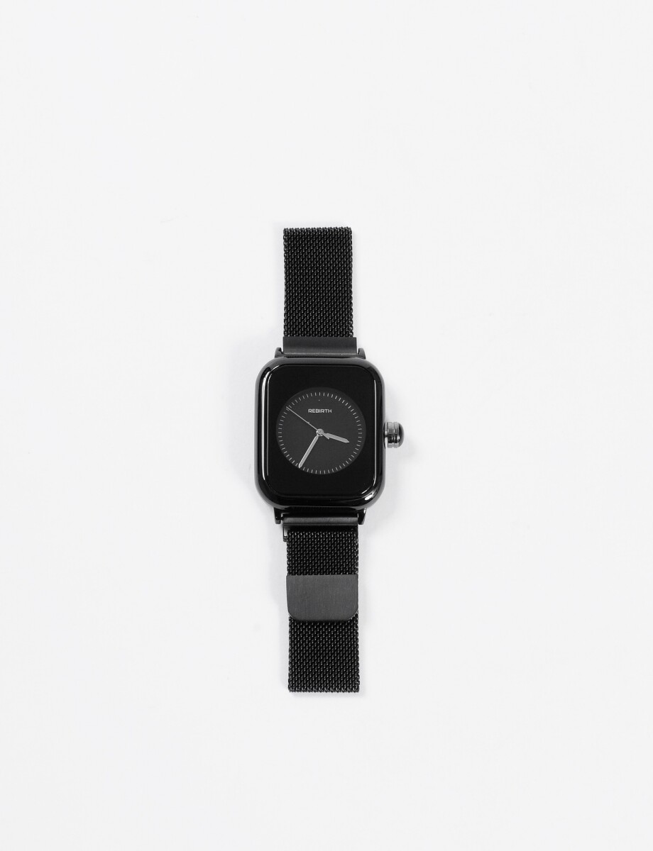 Reloj con malla metalica - negro 