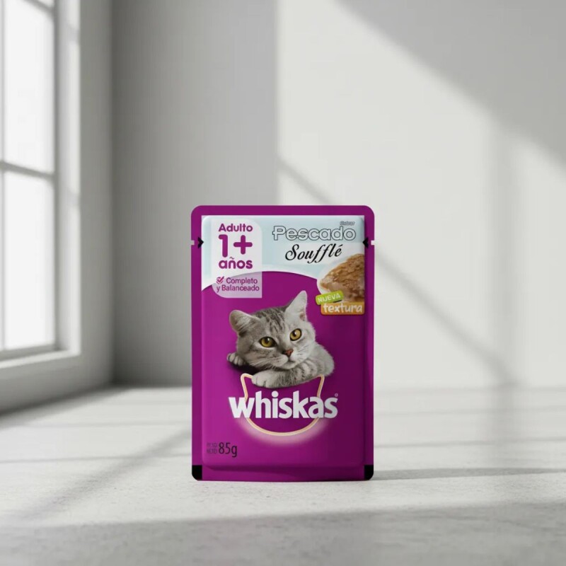 WHISKAS EN SALSA CAJA 12 UNIDADES PESCADO SOUFFLE
