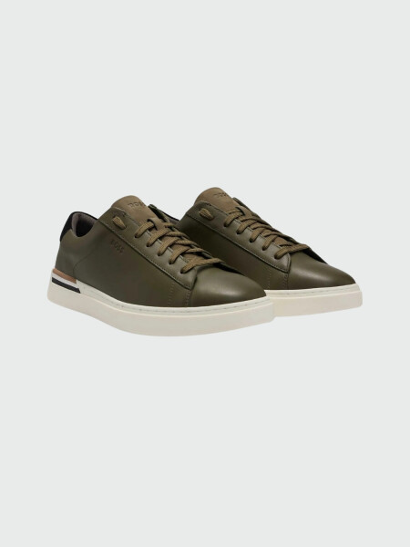 Hugo Boss - Championes acordonados de cuero, CLINT-TENN Verde
