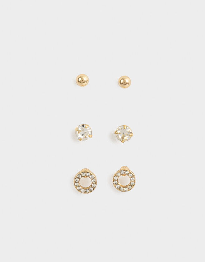 AROS SETS X3 PASANTES DE METAL CON STRASS PLATEADO PLATEADO