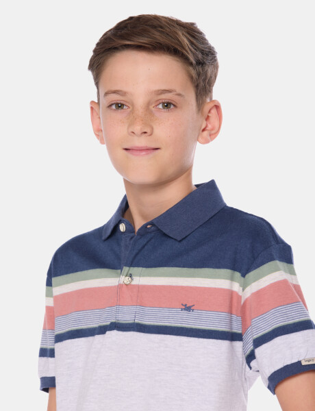 REMERA POLO RAYADA Gris