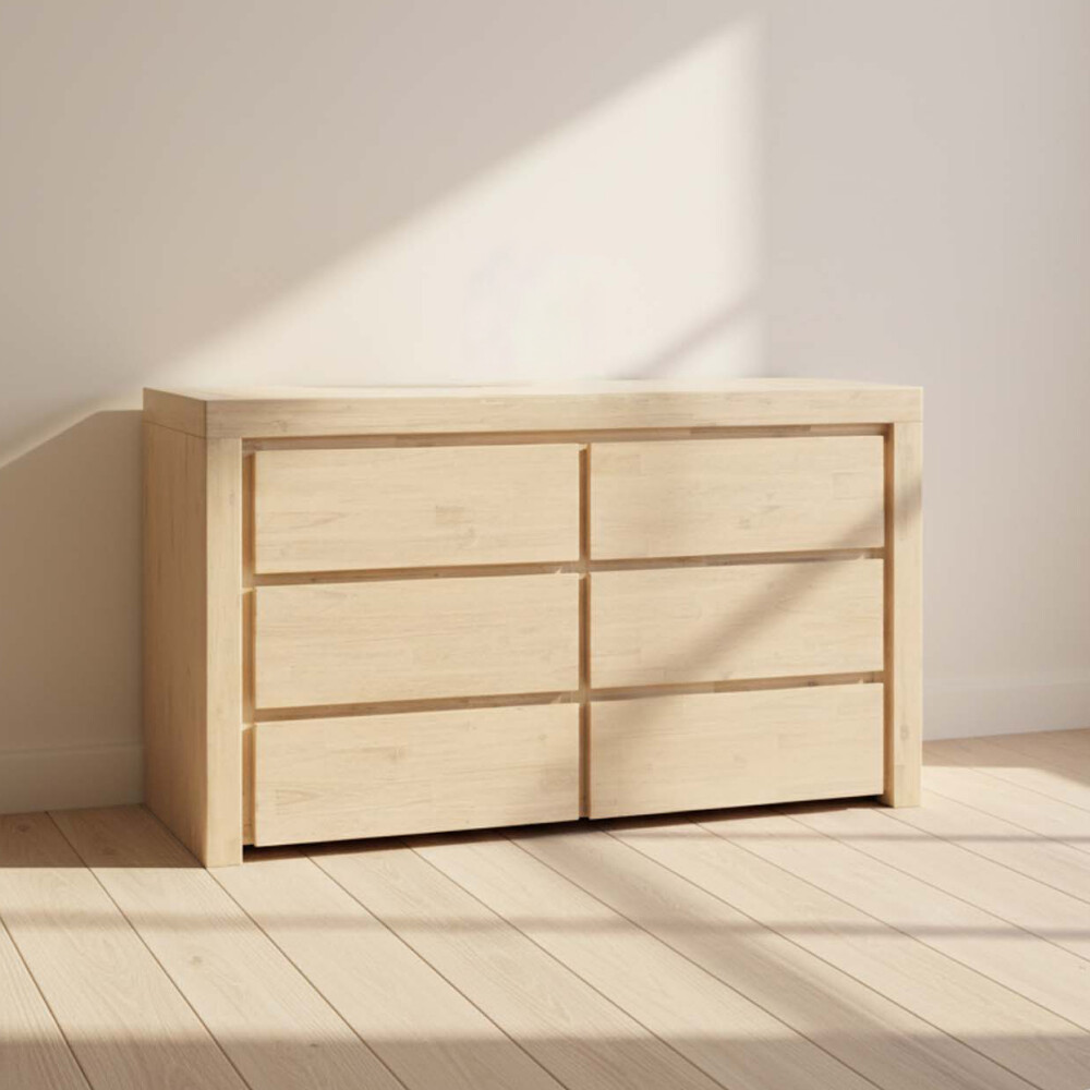COMODA 6 CAJONES MADERA-ACACIA NATURAL-BEIGE NEWPORT