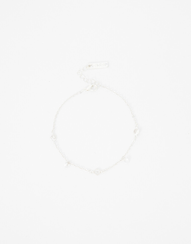 Pulseras Flexibles Strass Pulsera Flexible De Corazón Cubic - Plateado