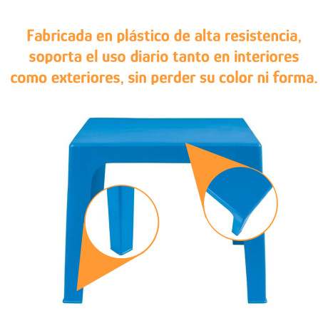 Set de Mesa 54x46cm y 4 Sillas infant Plást Resistente 40Kg Azul