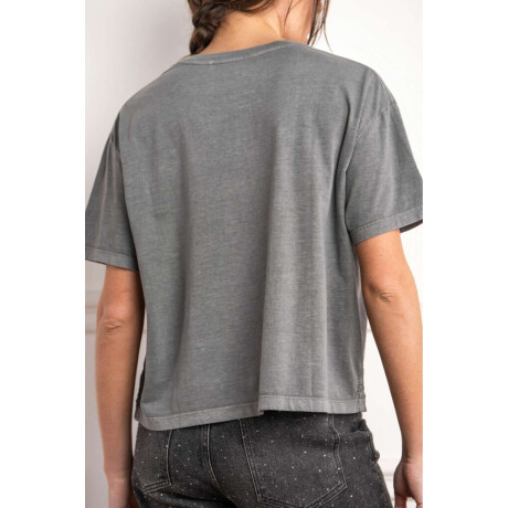 Remera Algodon Lavado Gris Oscuro