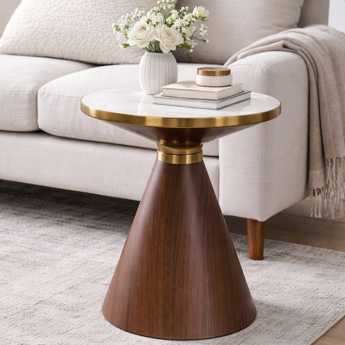 MESA AUXILIAR CONO CERAMIC Blanco Small 