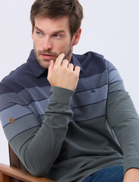 POLO PIQUE RAYADA Azul