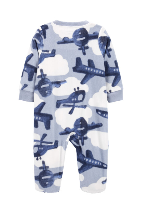 Pijama una pieza de micropolar con pie y diseño aviones 0