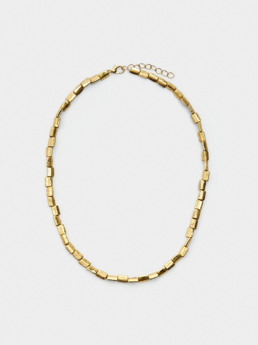 Collar Corto De Cuentas Rectangulares Planas - dorado 