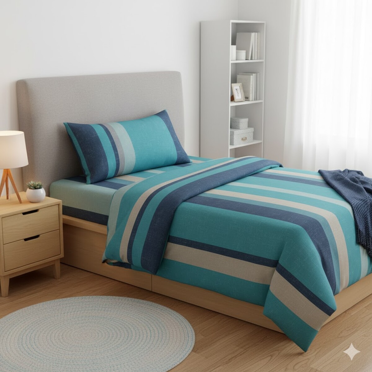 Juego de Sábanas Plaza y Media SAB-MICRO Rectángulo (3 Piezas) – 100×190 + 2 Fundas 50×70 | Suavidad, Diseño y Confort 