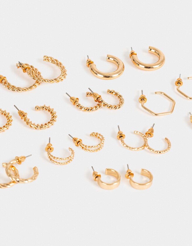 Aros Argollas Set Metal Aros Argollas Sets - Dorado