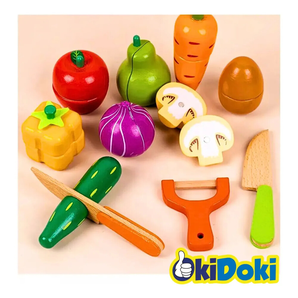Juego de madera de cortar frutas y verduras Juego de madera de cortar frutas y verduras