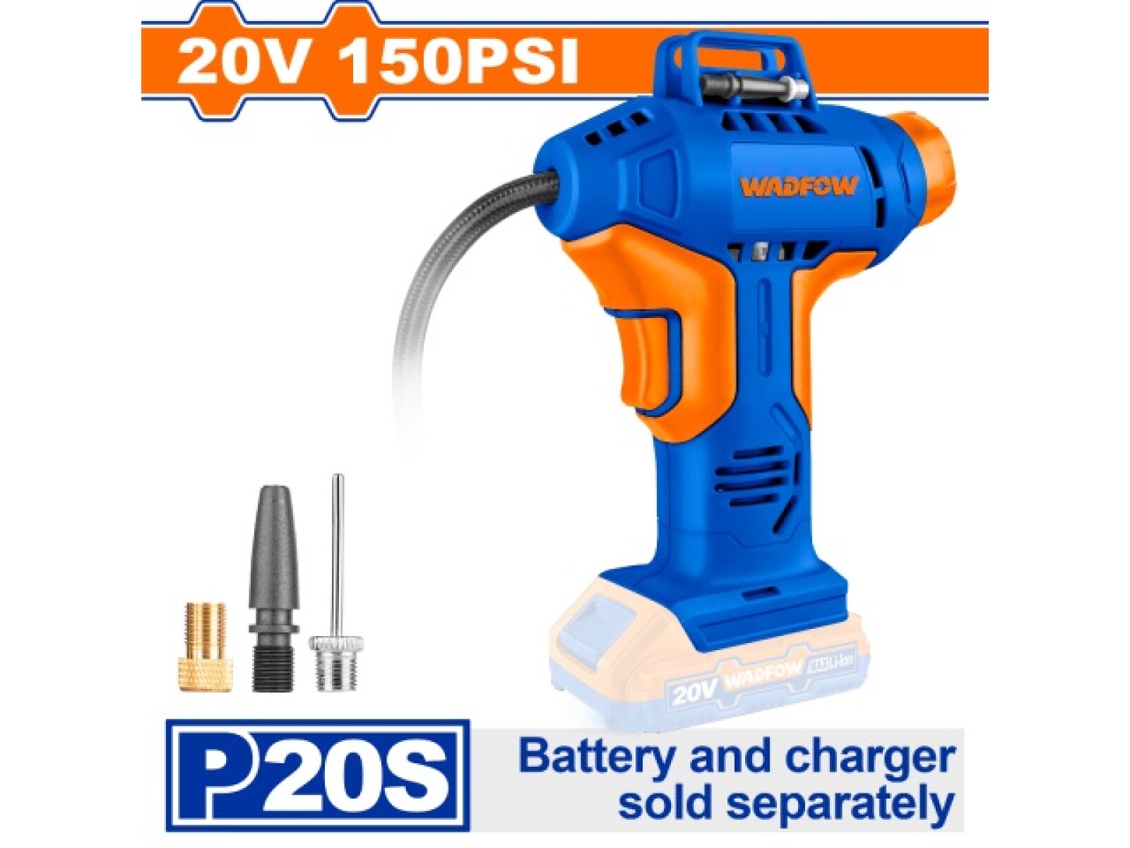 INFLADOR COMPRESOR A BATERIA 20V P20S 150PSI 10.5 BAR WADFOW WLN2520 